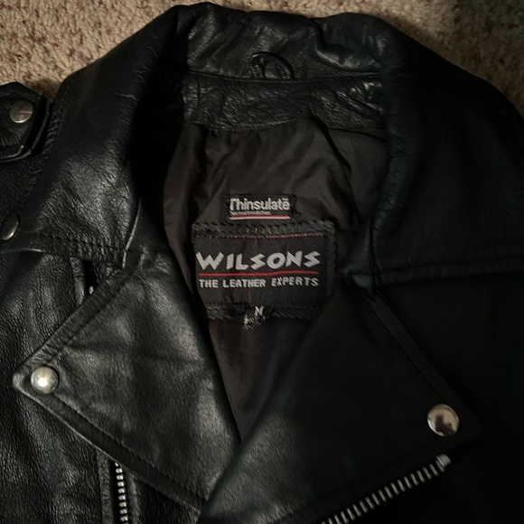 Vintage Wilson's Leather Biker Jacket /Coat Black With Thinsulate Insulation Med - Picture 2 of 6